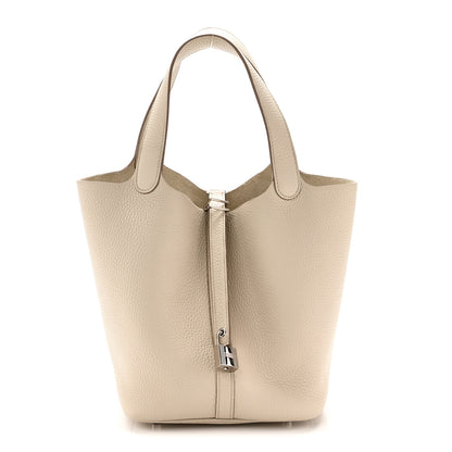Hermes Taurillon Clemence Picotin Lock 22 MM Beton 1 of 11