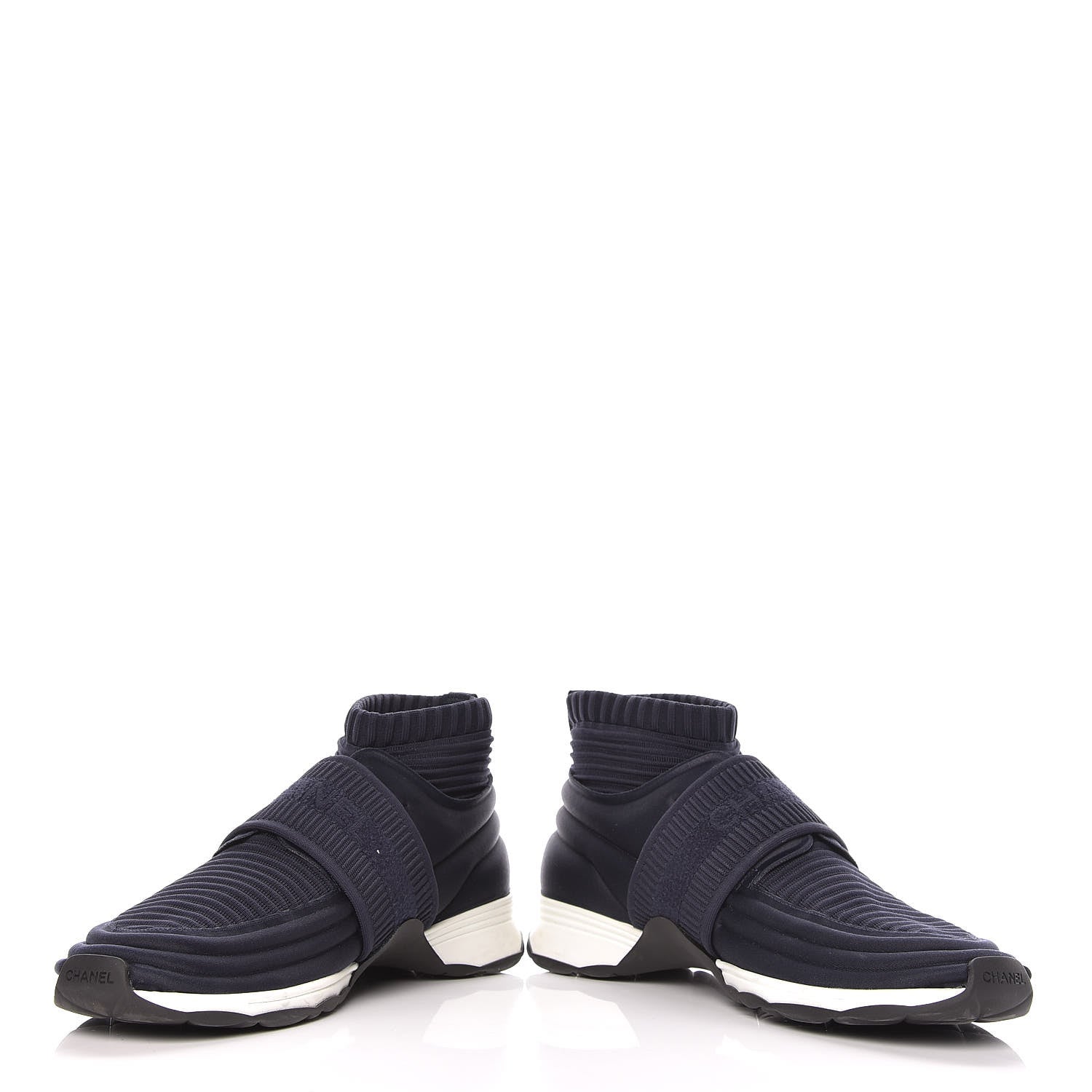 Chanel Stretch Fabric CC Sneakers 42 Blue 8 of 16