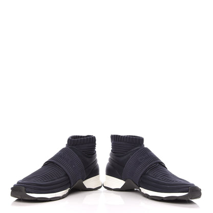 Chanel Stretch Fabric CC Sneakers 42 Blue 8 of 16