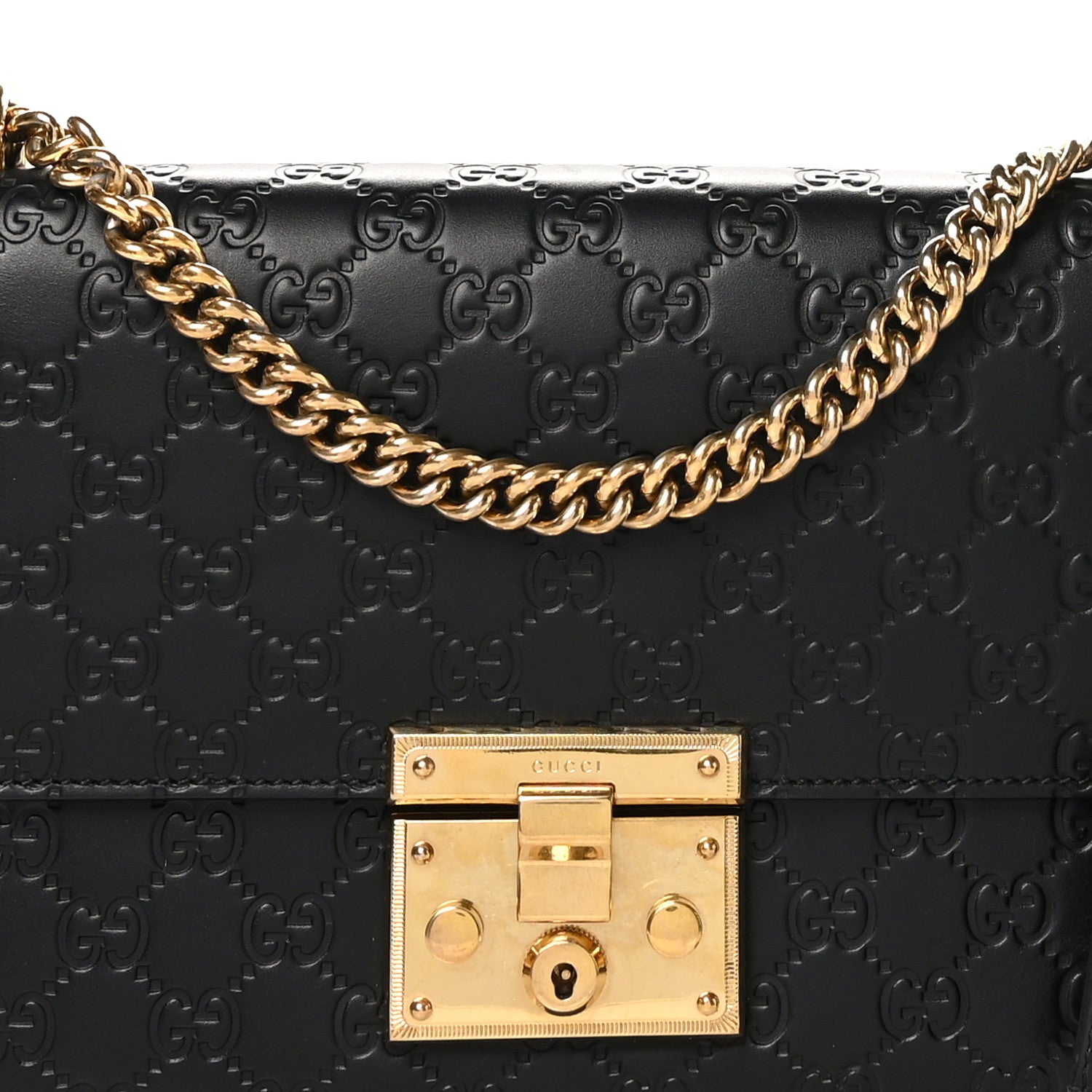 Gucci Guccissima Medium Padlock Shoulder Bag Black 8 of 10