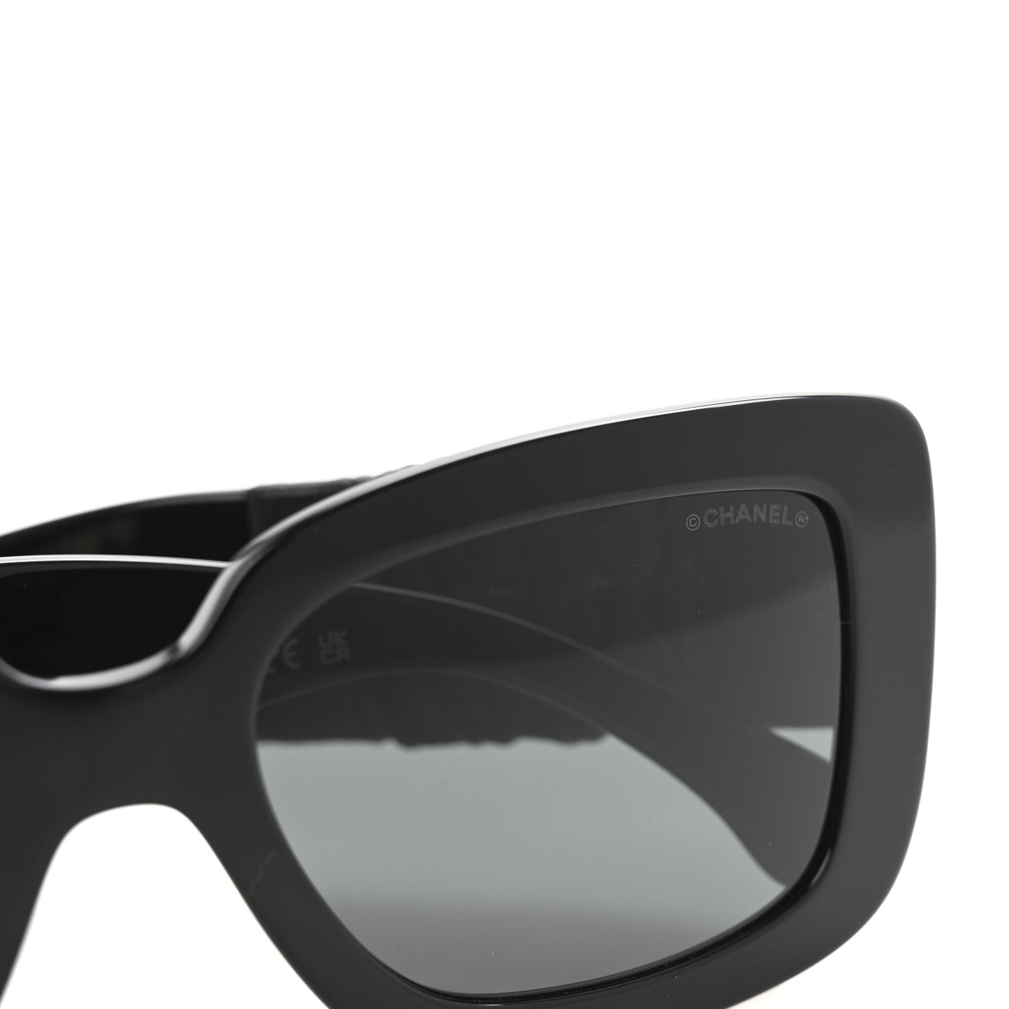 Acetate Calfskin Square Sunglasses 5473-Q Black