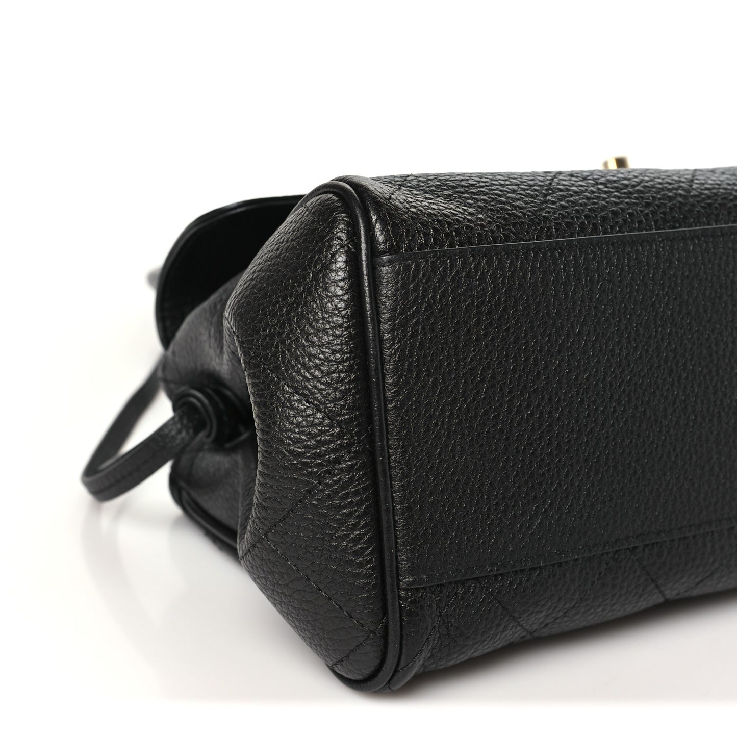 Grained Calfskin Stitched Urban Essentials Small Shopping Bag Black