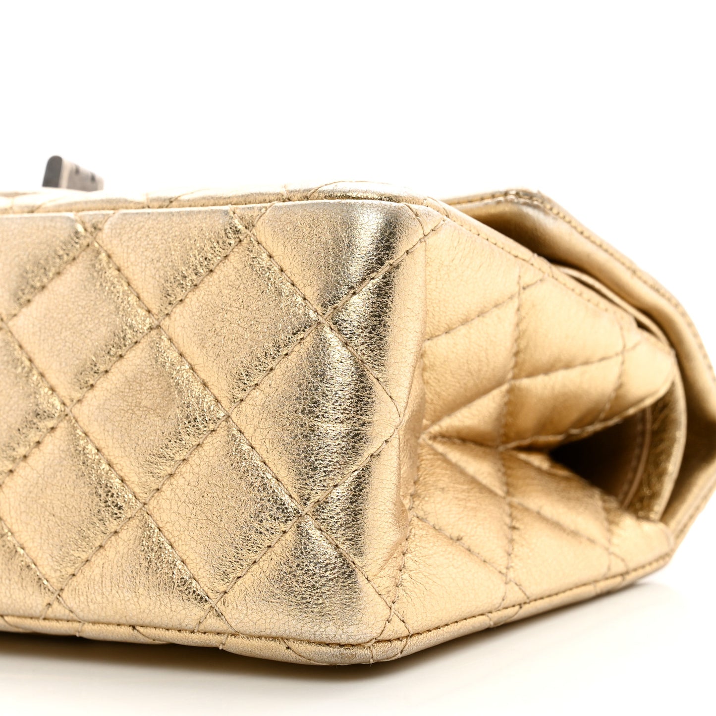 Metallic Lambskin Quilted 2.55 Reissue 224 Flap Gold