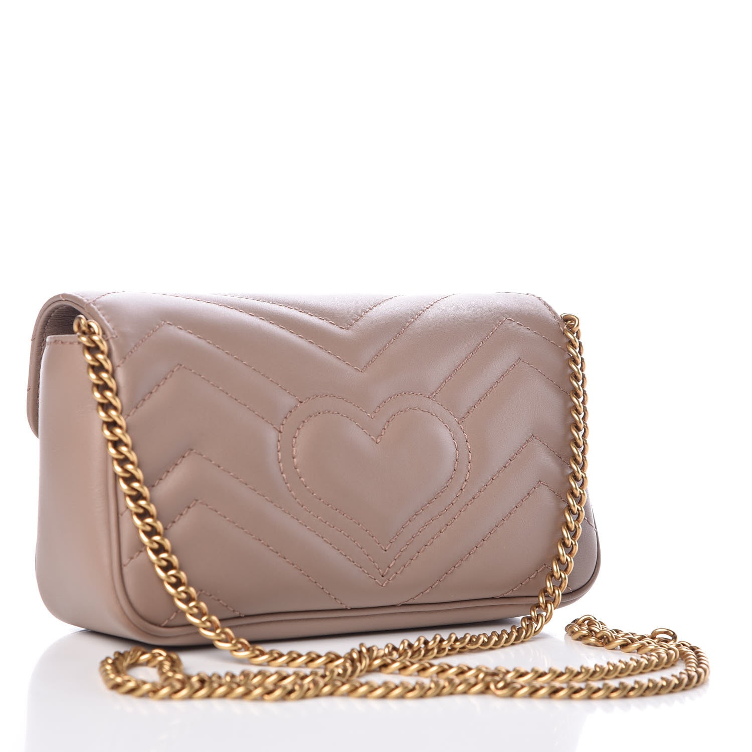 Gucci Calfskin Matelasse Super Mini GG Marmont Shoulder Bag Porcelain Rose 3 of 7