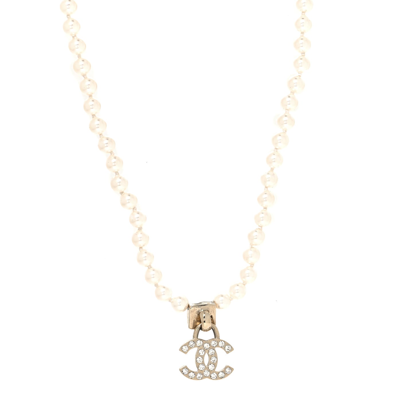 Pearl Crystal CC Short Necklace Gold