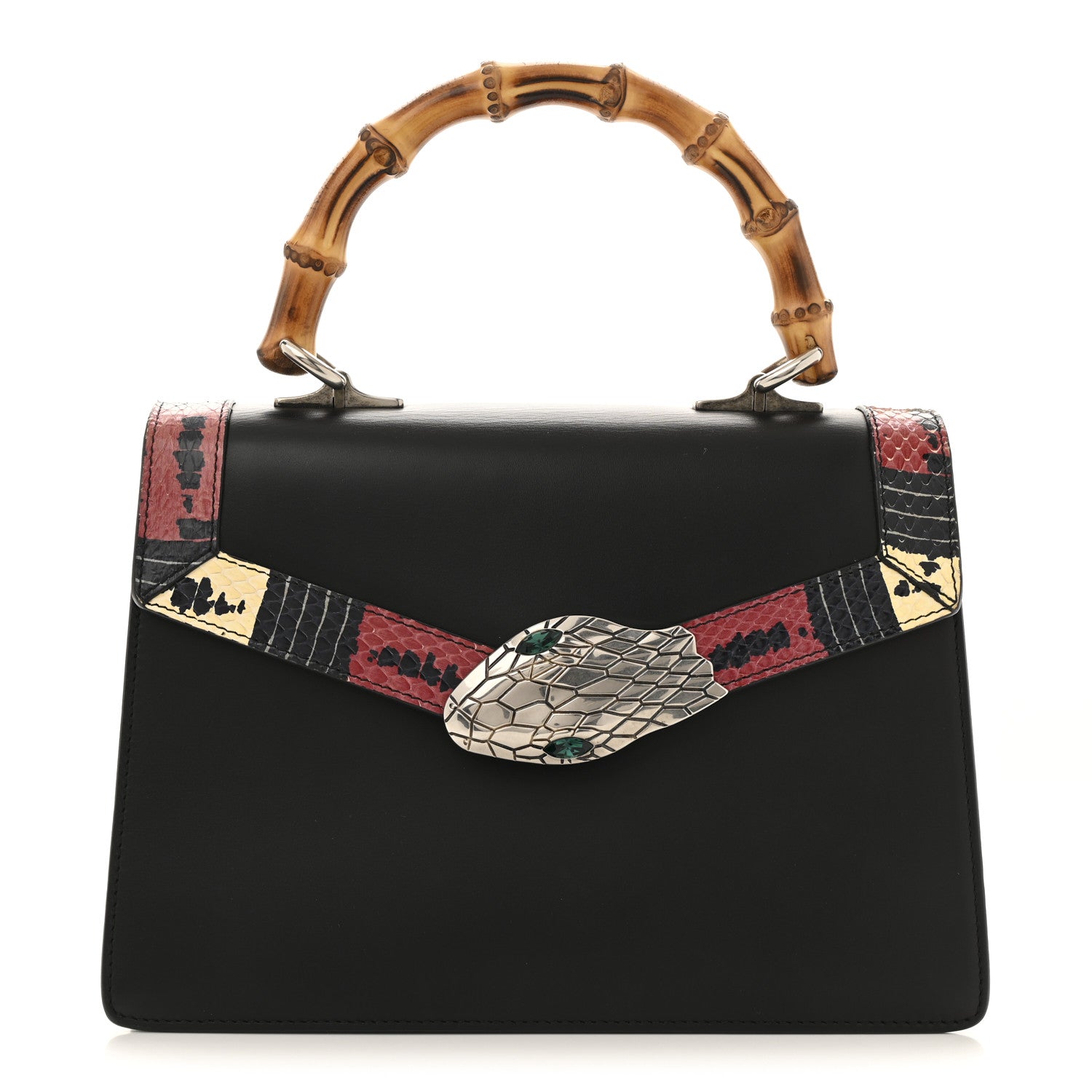 Gucci Calfskin Snakeskin Small Lilith Top Handle Bag Black 1 of 12