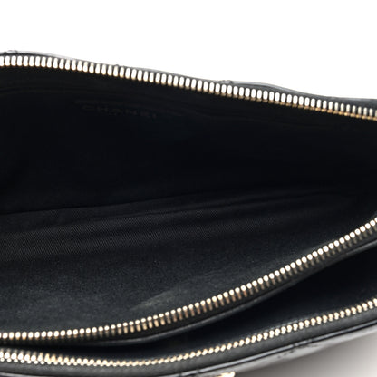 Chanel Patent Quilted Crown CC Double Zip Bag Black 5 of 12