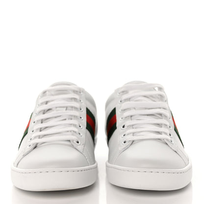 Gucci Calfskin Ayers Bee Embroidered Womens Ace Sneakers 35.5 White Green 2 of 8