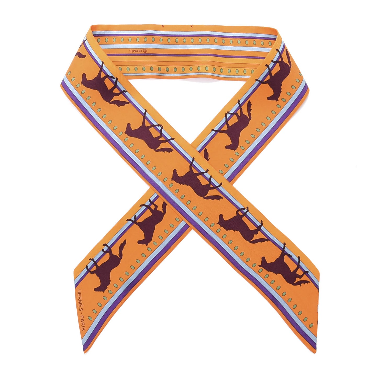 HERMES Silk Sequences Twilly Orange Violet Ciel