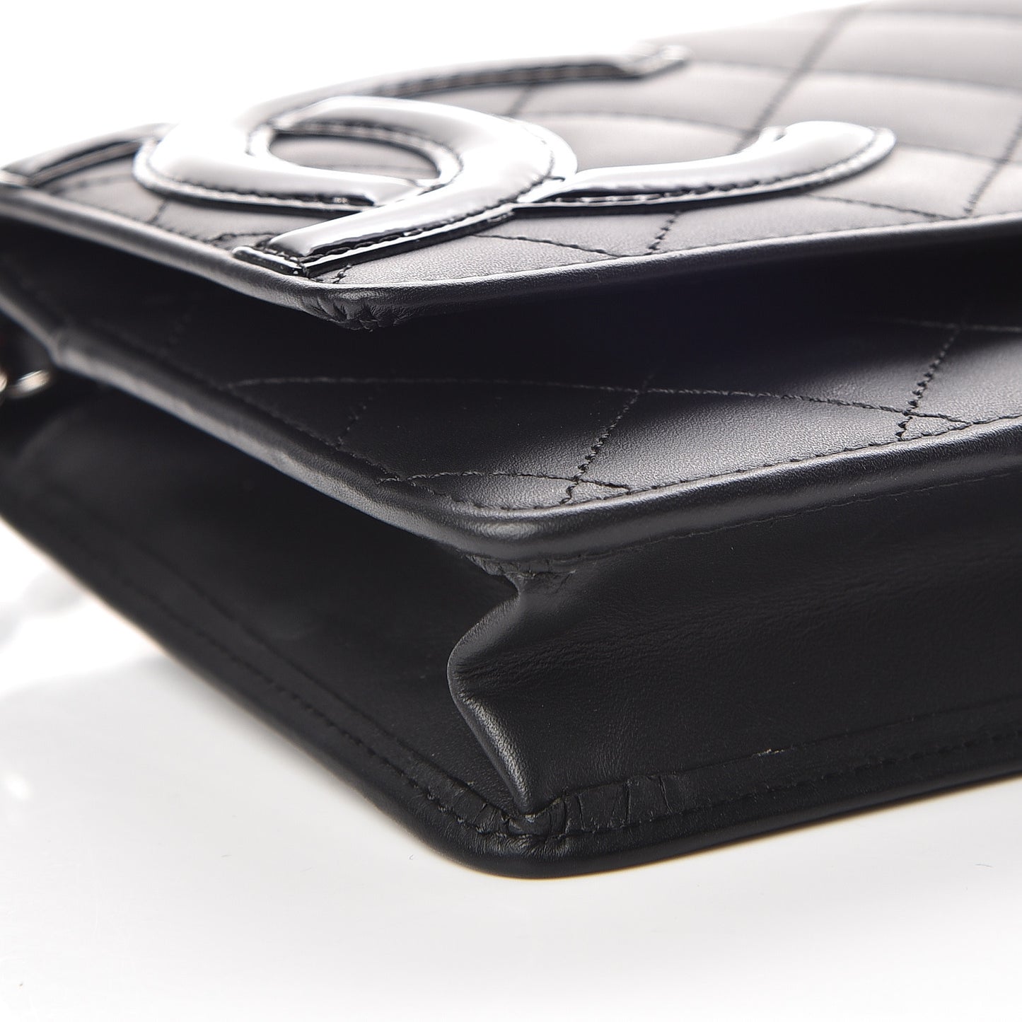 Calfskin Quilted Cambon Wallet On Chain WOC Black