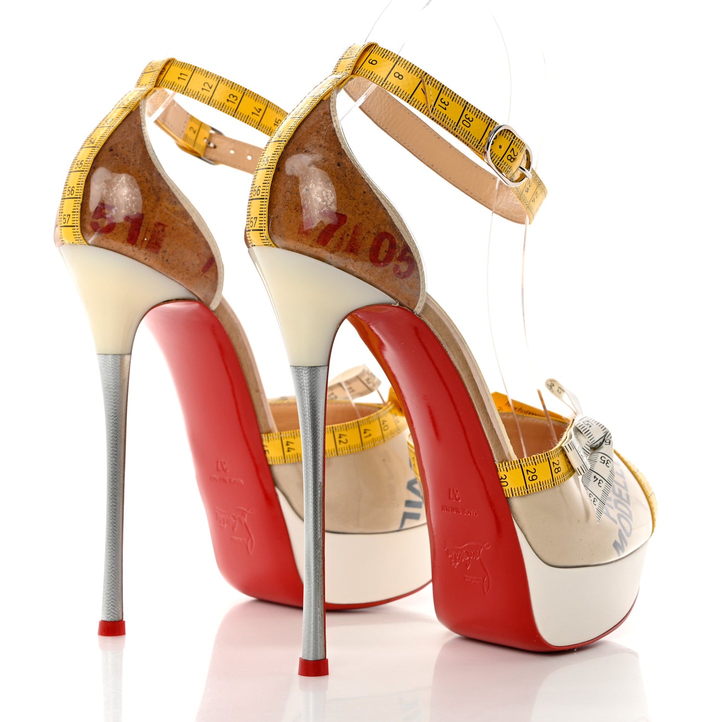 PVC Patent Ruban Calfskin Metricathy 150 Pumps 37 Transparent Yellow