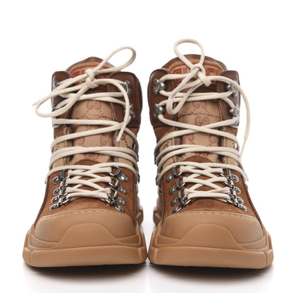 Gucci X SEGA Suede Calfskin GG Monogram Womens Flashtrek High-Top Sneakers 38 New Cuir Beige Ruggine 2 of 10