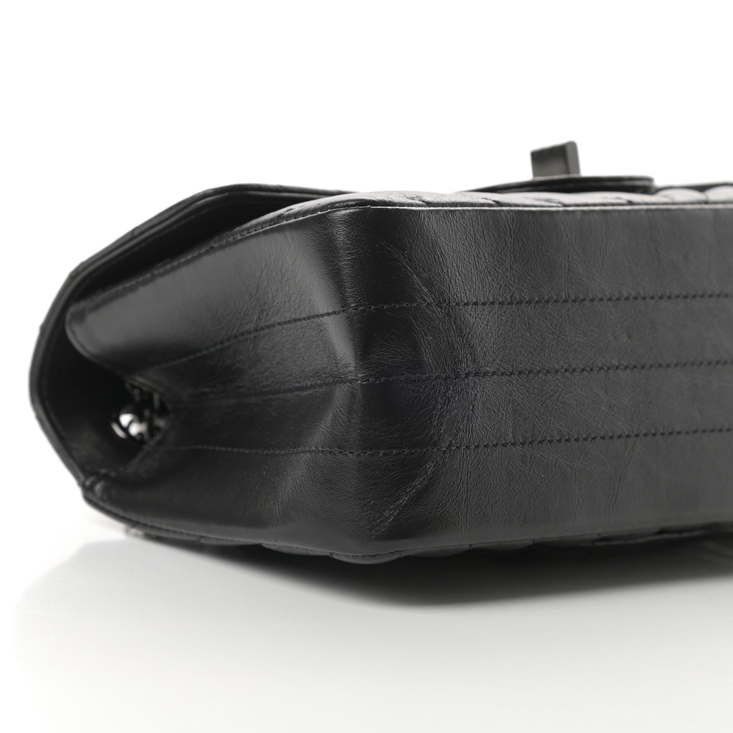 Aged Calfskin Chevron Quilted 2.55 Reissue Mini Flap So Black