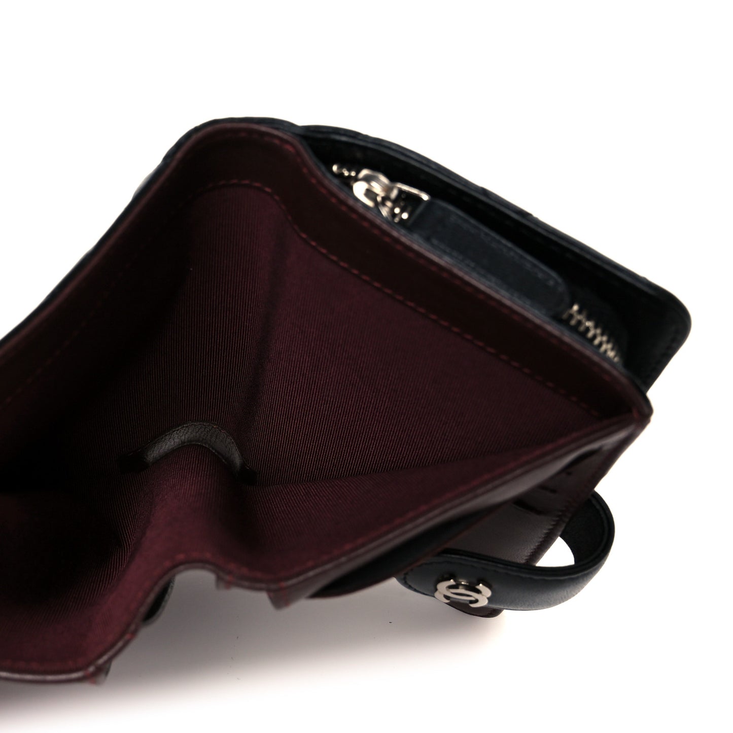 Lambskin Quilted Zipped Pocket Wallet Black