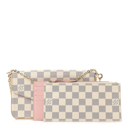 Louis Vuitton Damier Azur Pochette Felicie Chain Wallet Rose Ballerine 1 of 7
