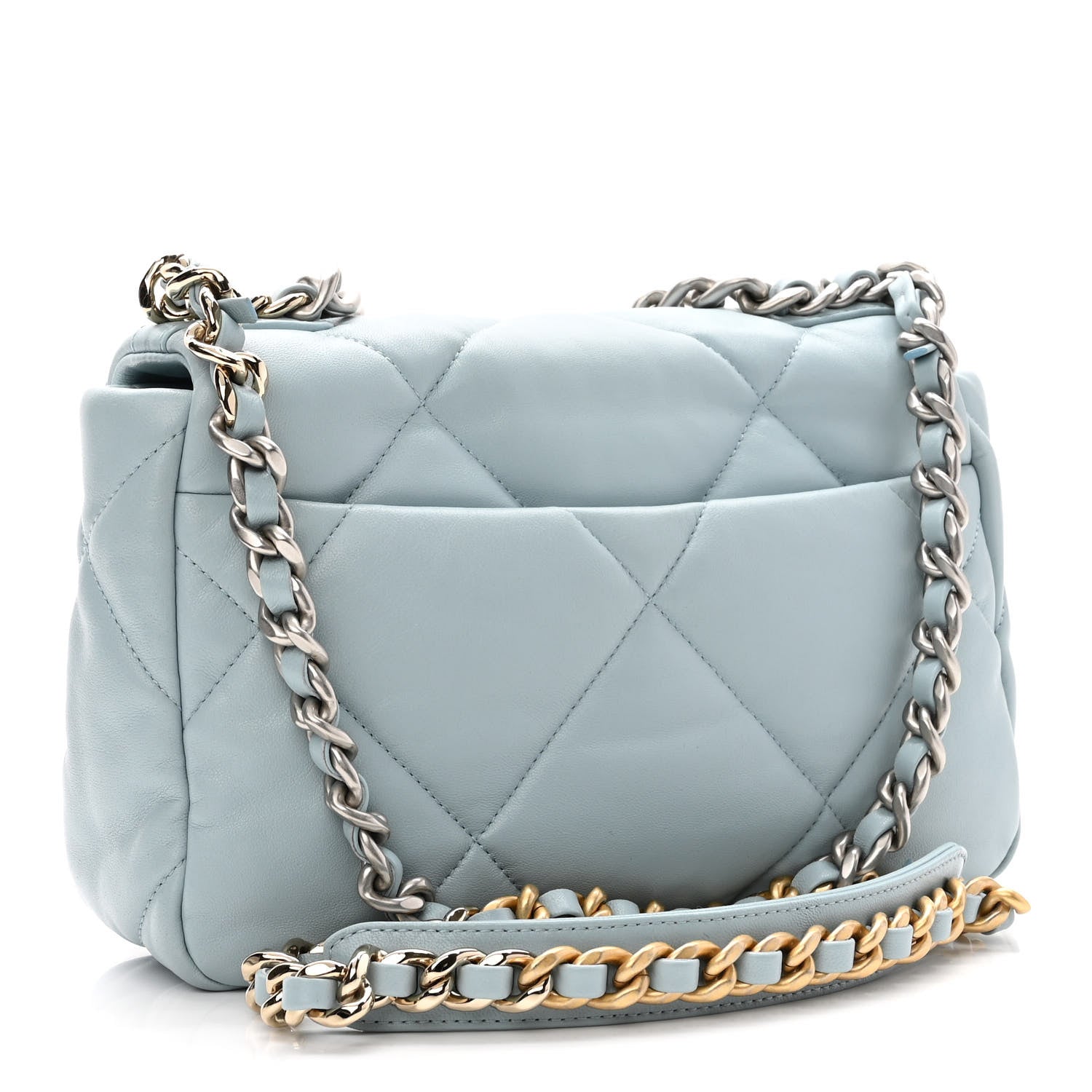 Chanel Lambskin Quilted Medium Chanel 19 Flap Light Blue 3 of 10