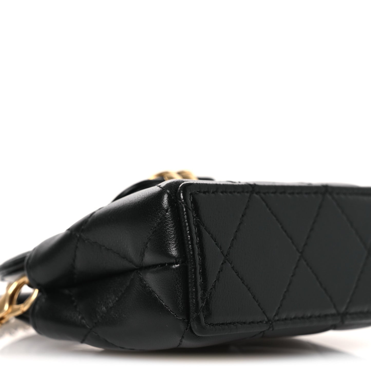 Shiny Lambskin Quilted Mini Kelly Bag Charm Black