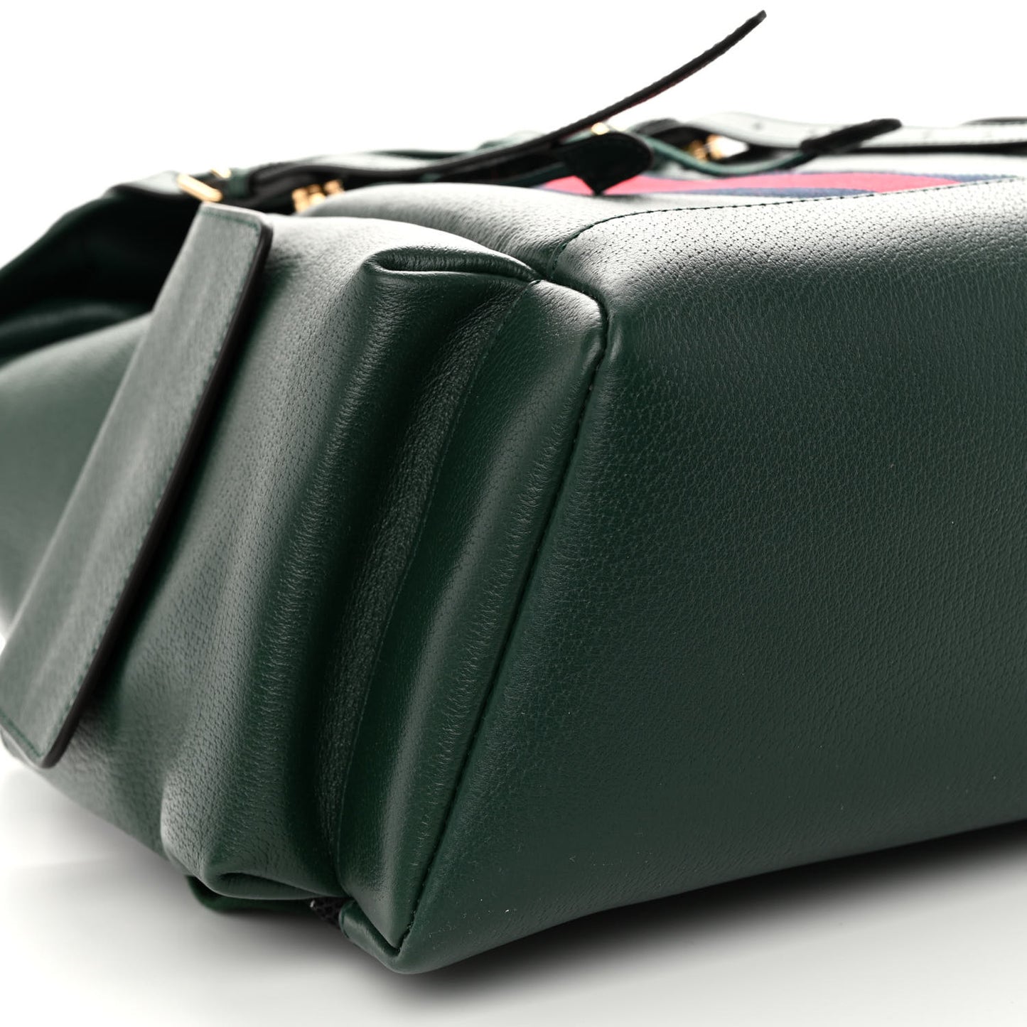 Grained Calfskin Medium Ophidia Double Buckle Backpack Green
