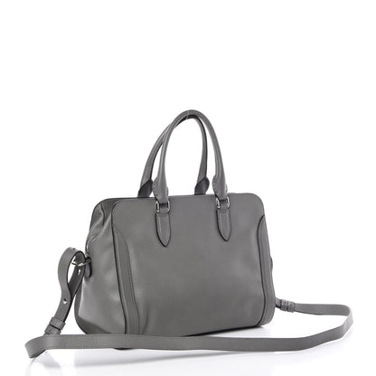Alexander McQueen Pebbled Calfskin Small Skull Padlock Zip Around Tote Grey 3 of 9