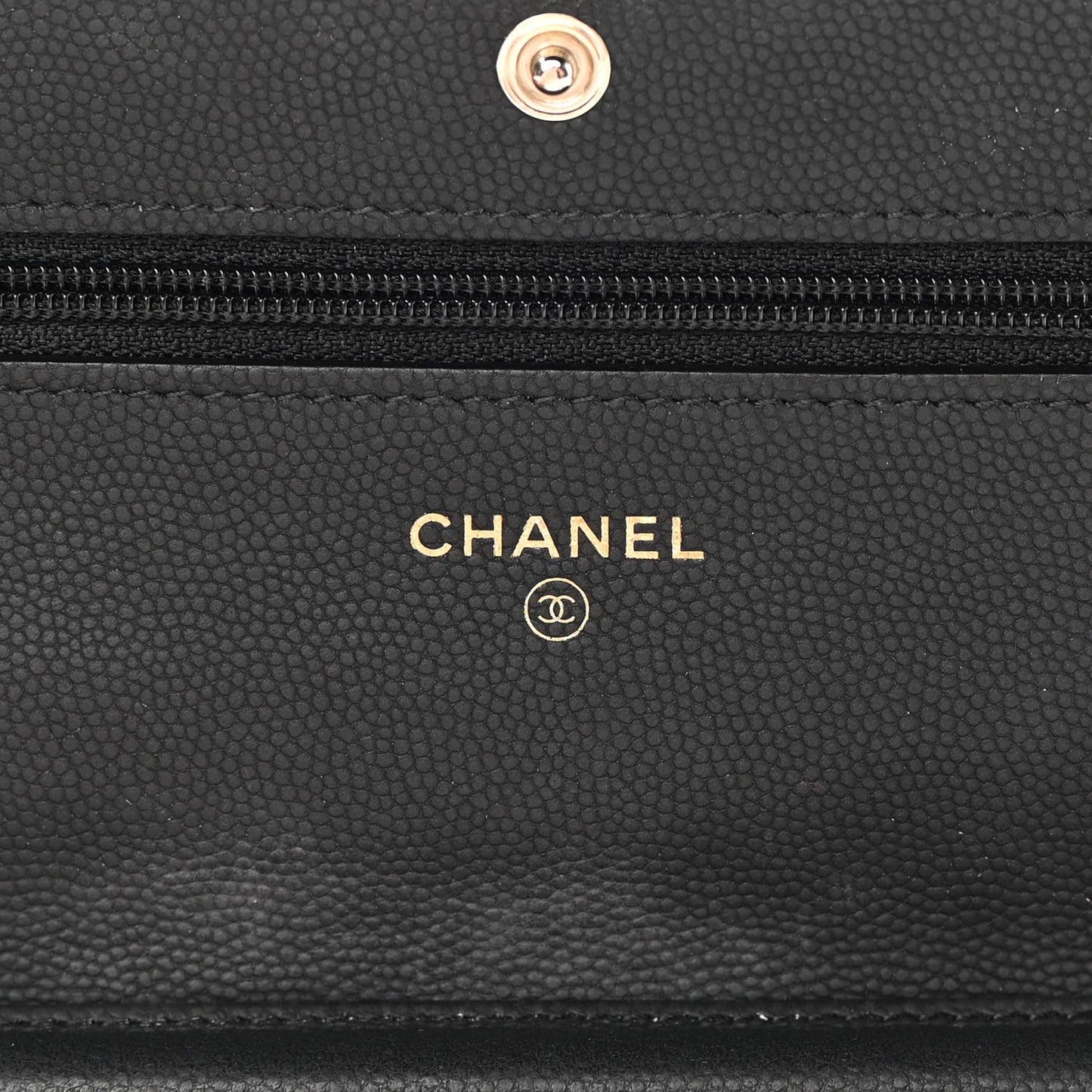 Caviar Chevron Quilted Wallet On Chain WOC Black