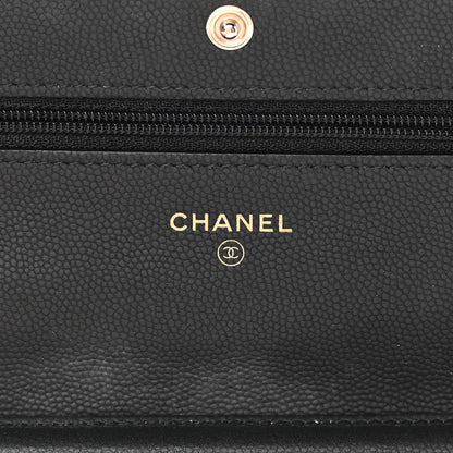 Chanel Caviar Chevron Quilted Wallet On Chain WOC Black 6 of 15