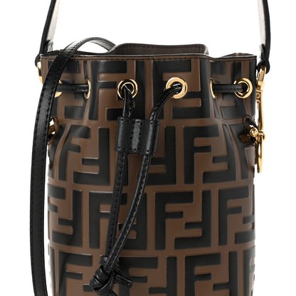 Fendi Vitello Liberty F is Fendi Bi-Color FF 1974 Embossed Mini Mon Tresor Bucket Bag Maya Black 8 of 10