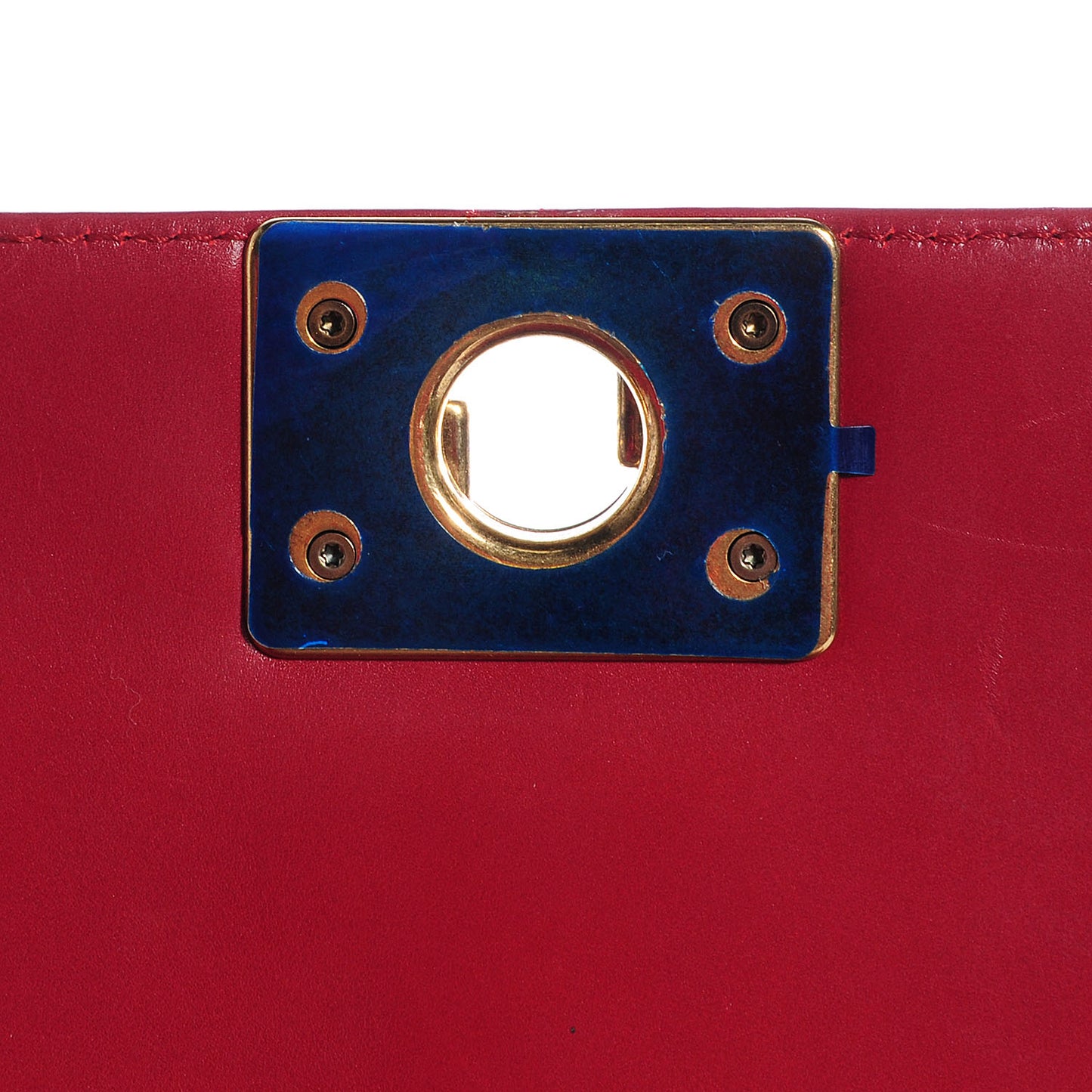 Glazed Calfskin Large Boy Flap Red