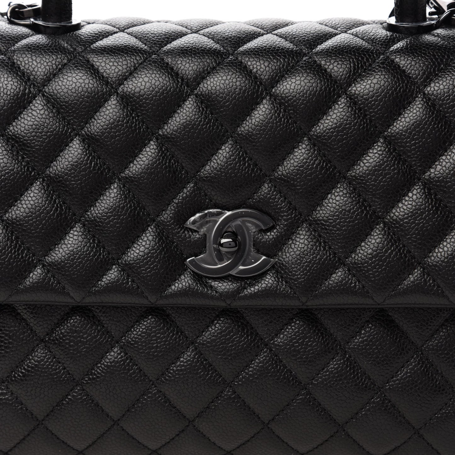Caviar Quilted Medium Coco Handle Flap So Black