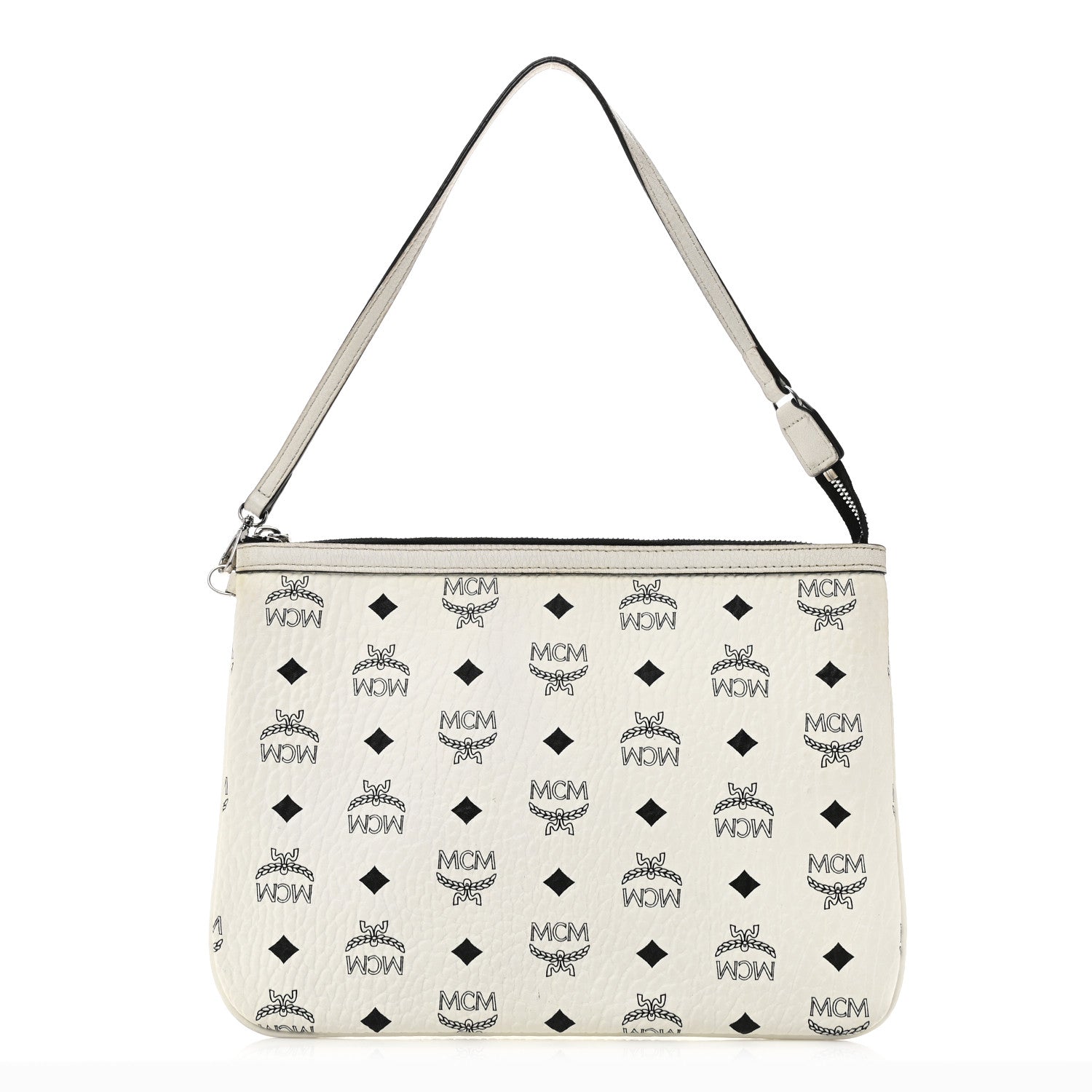 MCM Visetos Liz Shopper Tote Pouch White 1 of 10