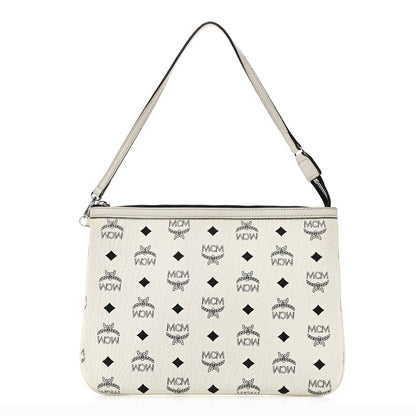 MCM Visetos Liz Shopper Tote Pouch White 1 of 10