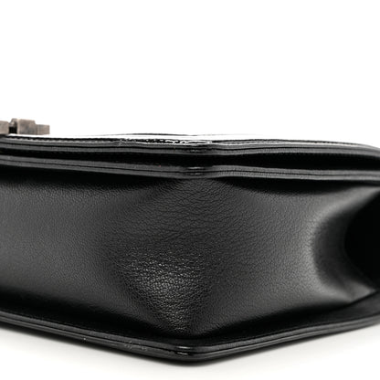 Chanel Goatskin Quilted Patent New Medium Duo Boy Flap Black 10 of 12