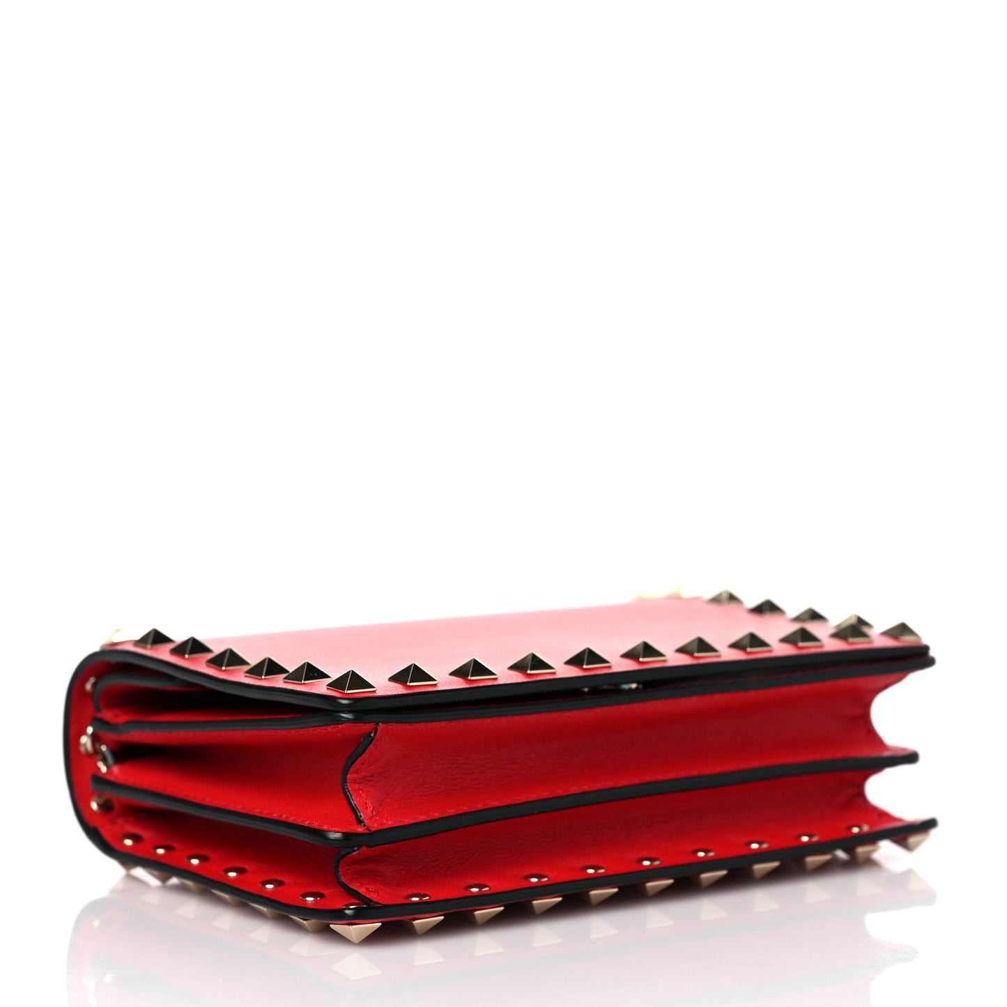 Vitello Rockstud Wallet On Chain Rouge Pur