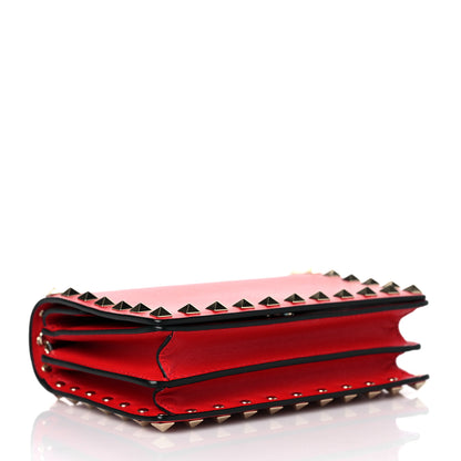 Valentino Garavani Vitello Rockstud Wallet On Chain Rouge Pur 3 of 7