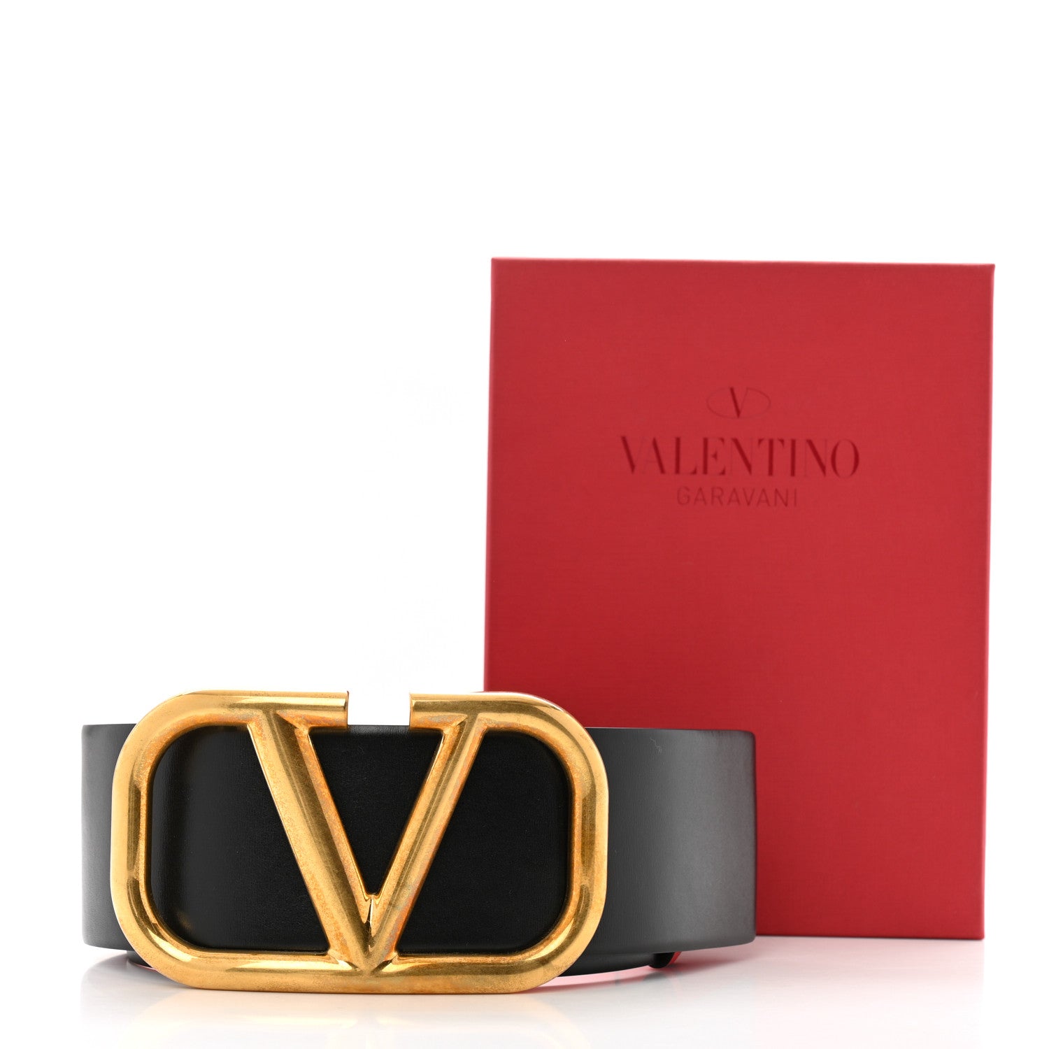Valentino Garavani Glossy Calfskin 70mm VLogo Reversible Belt 75 30 Black Rouge Pur 8 of 8