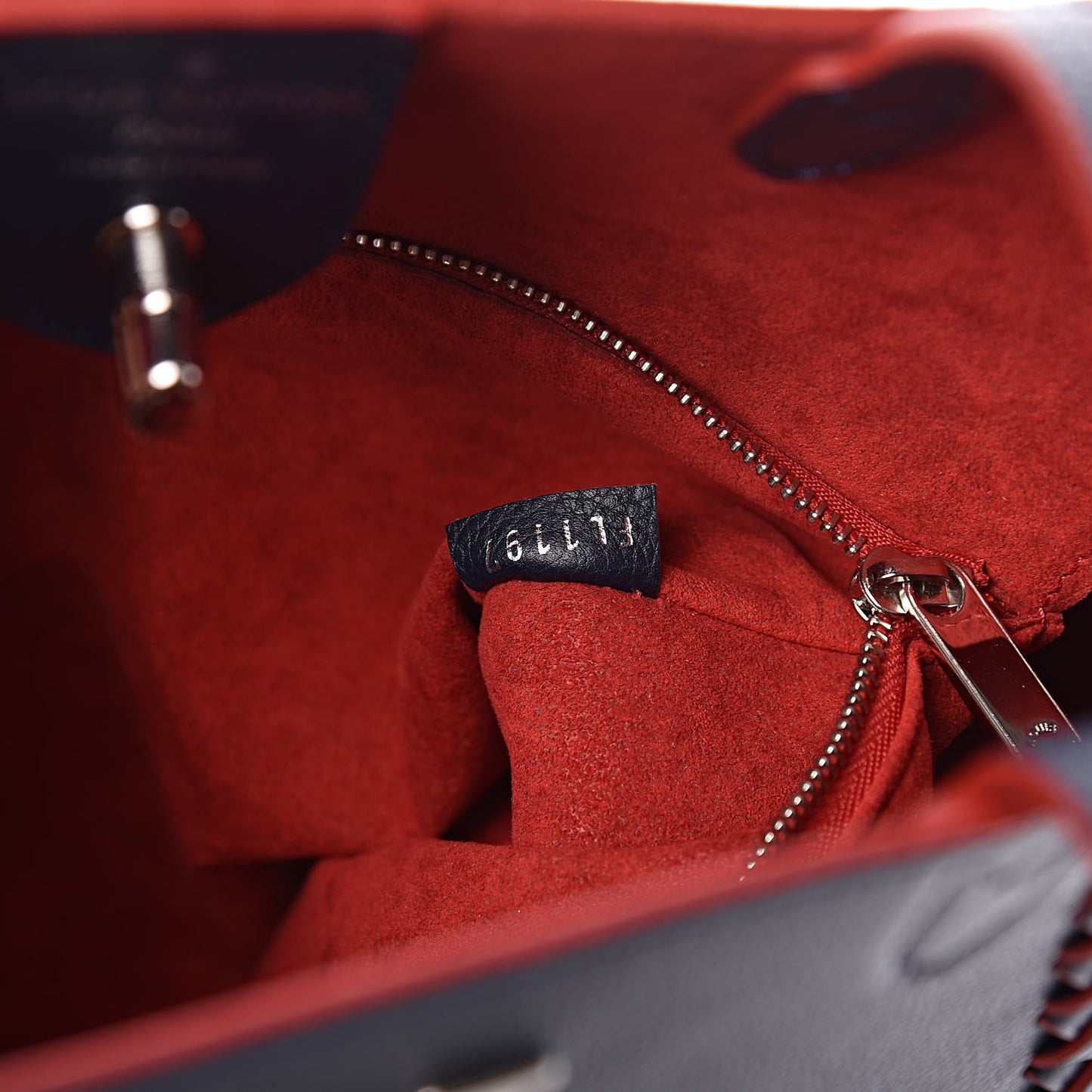 Calfskin Braided Lockme Cabas Marine Rouge