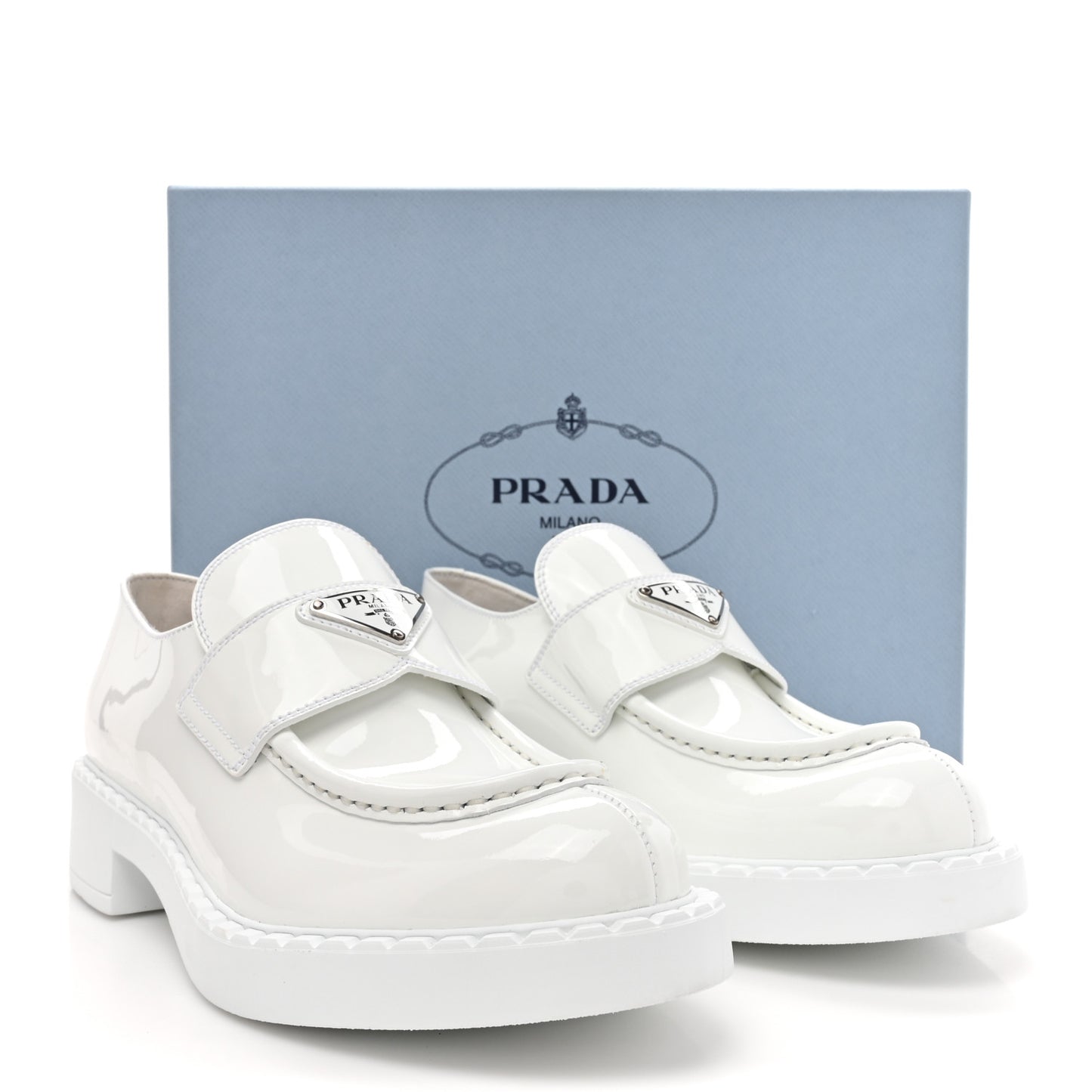 Vernice Triangle 50mm Loafers 38.5 White
