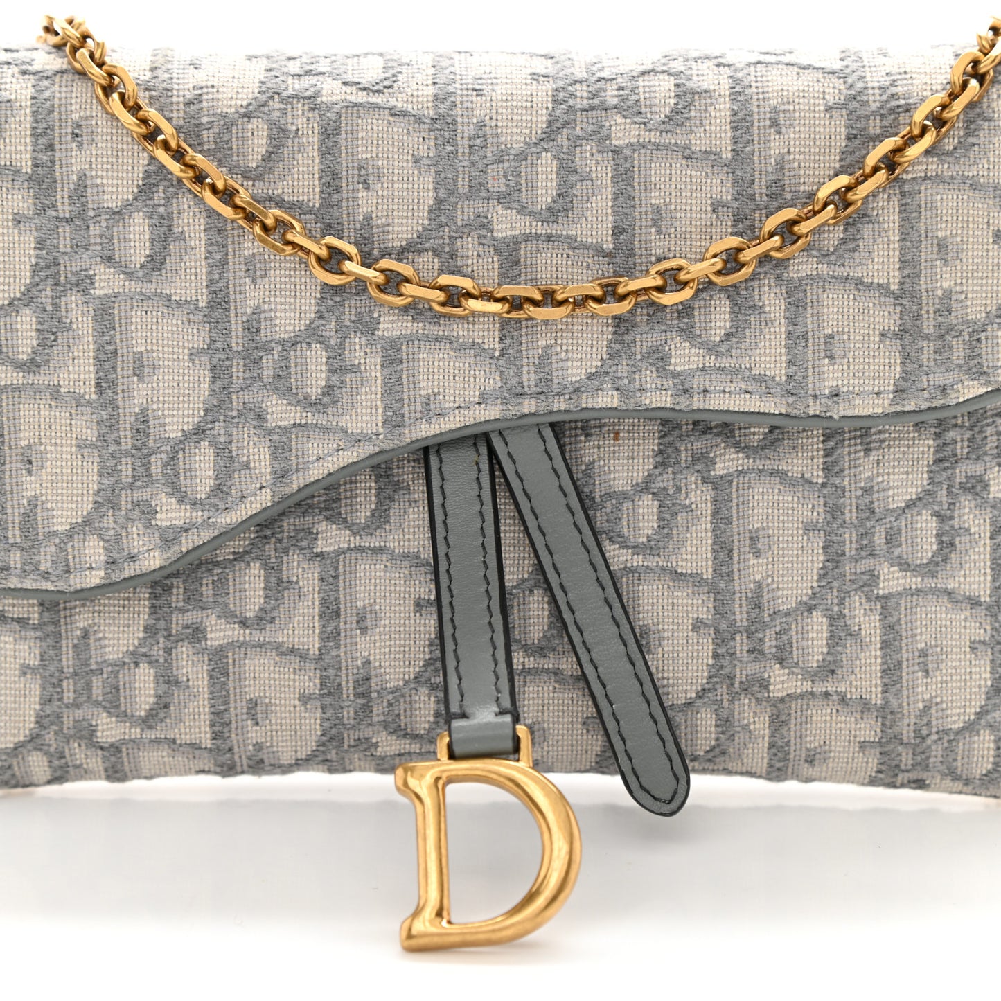 Oblique Saddle Chain Long Wallet Grey