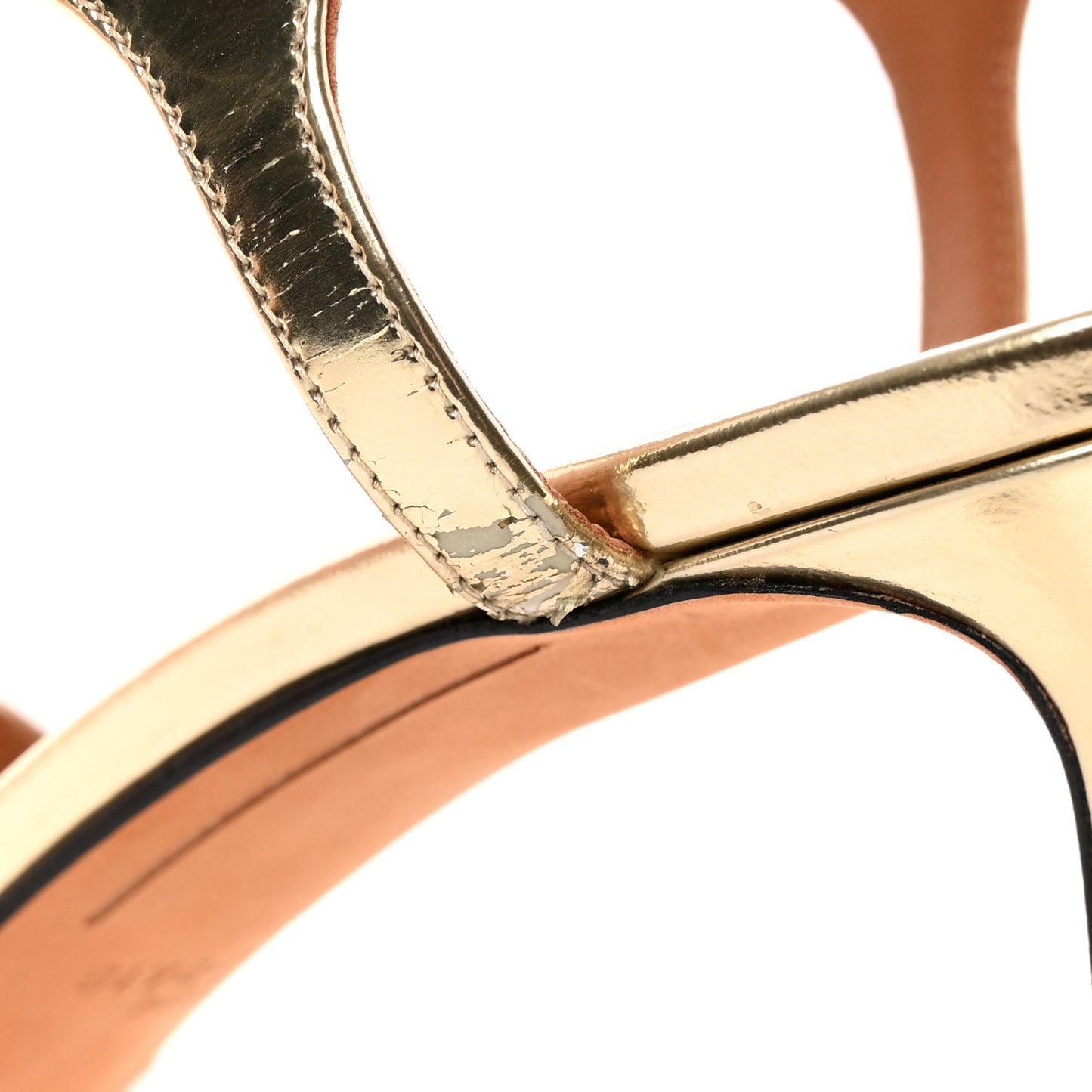 Metallic Nappa Ankle Strap Sandals 40 Gold