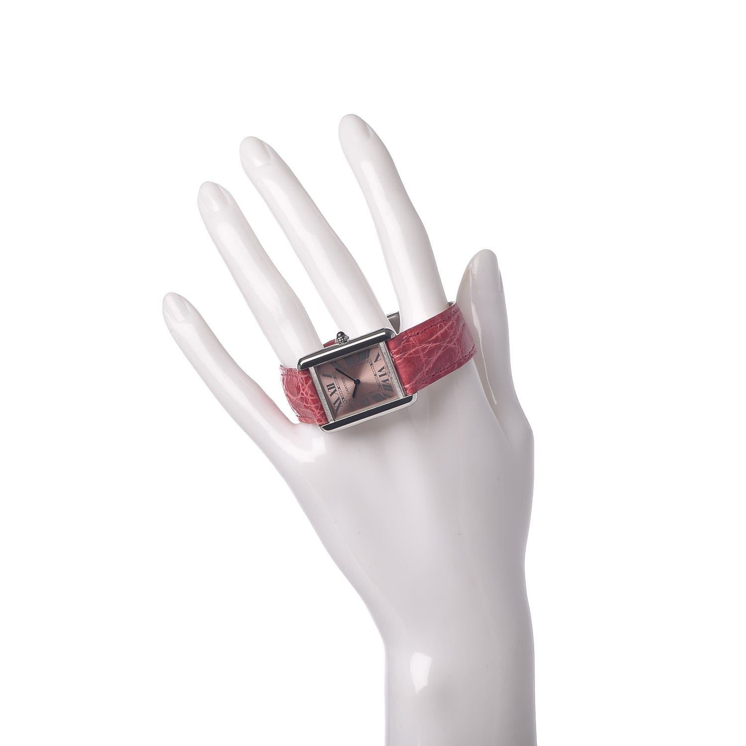 Cartier Stainless Steel Alligator 24mm Tank Solo Quartz Watch Red 2 of 7