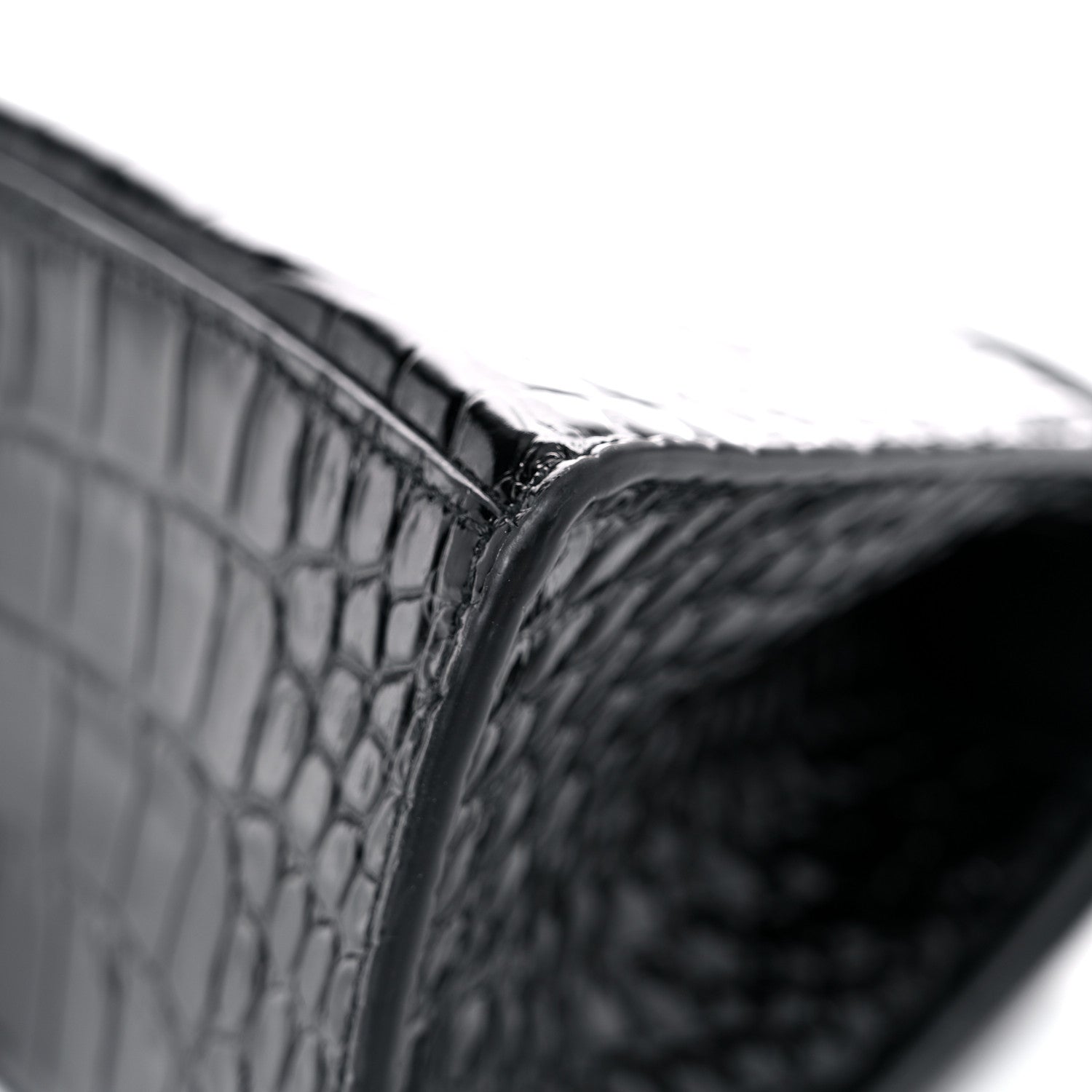 Balenciaga Shiny Calfskin Monochrome Crocodile Embossed Small Hourglass Top Handle Bag Black 11 of 19
