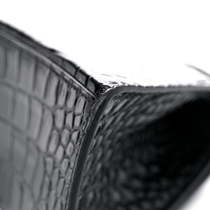 Balenciaga Shiny Calfskin Monochrome Crocodile Embossed Small Hourglass Top Handle Bag Black 11 of 19