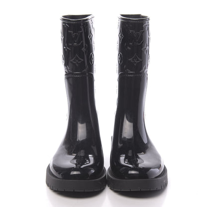 Louis Vuitton Rubber Embossed Monogram Drops Flat Half Boots 39 Black 2 of 7