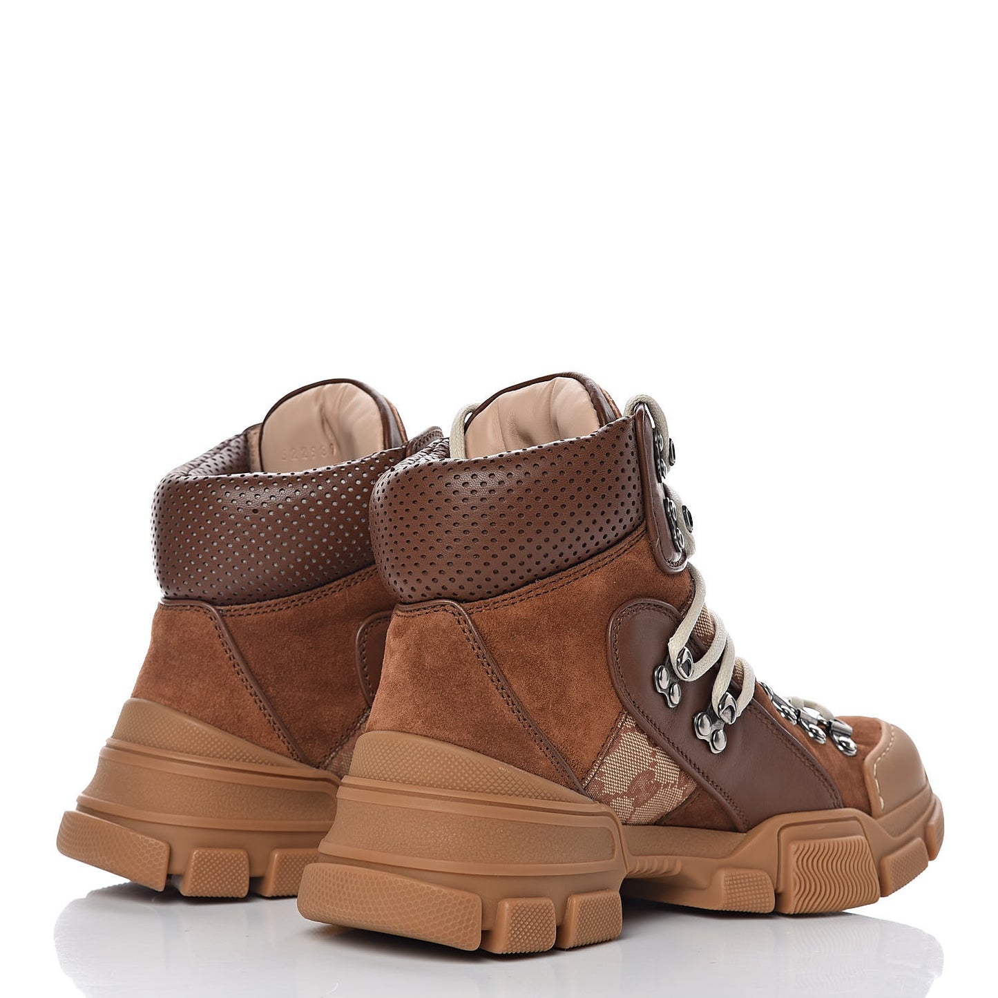 X SEGA Suede Calfskin GG Monogram Womens Flashtrek High-Top Sneakers 36 New Cuir Beige Ruggine