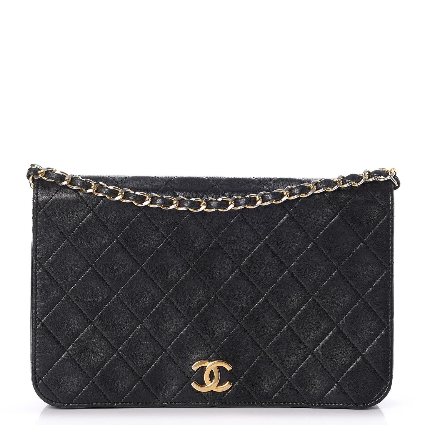 Lambskin Quilted Small Single Flap Black