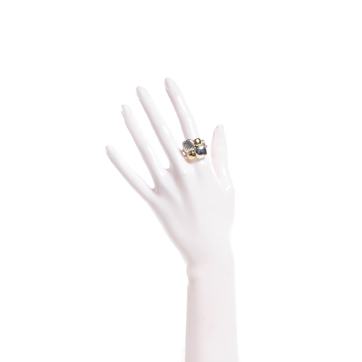 David Yurman Sterling Silver 18K Yellow Gold Cluster Cable Ring 9.5 2 of 5