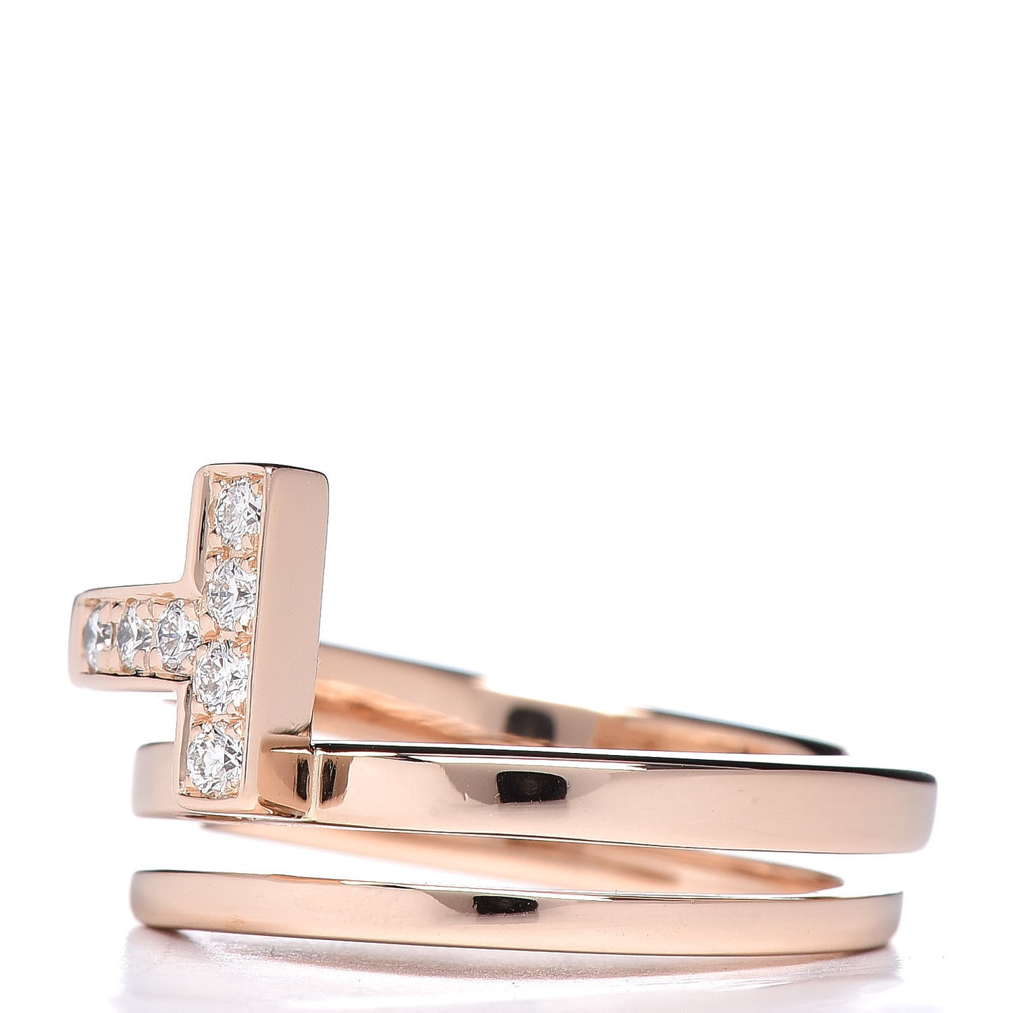18K Rose Gold Diamond T Square Wrap Ring 47 4