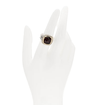 David Yurman Sterling Silver 18K Yellow Gold Diamond Garnet 11mm Albion Ring 54 6.75 2 of 5