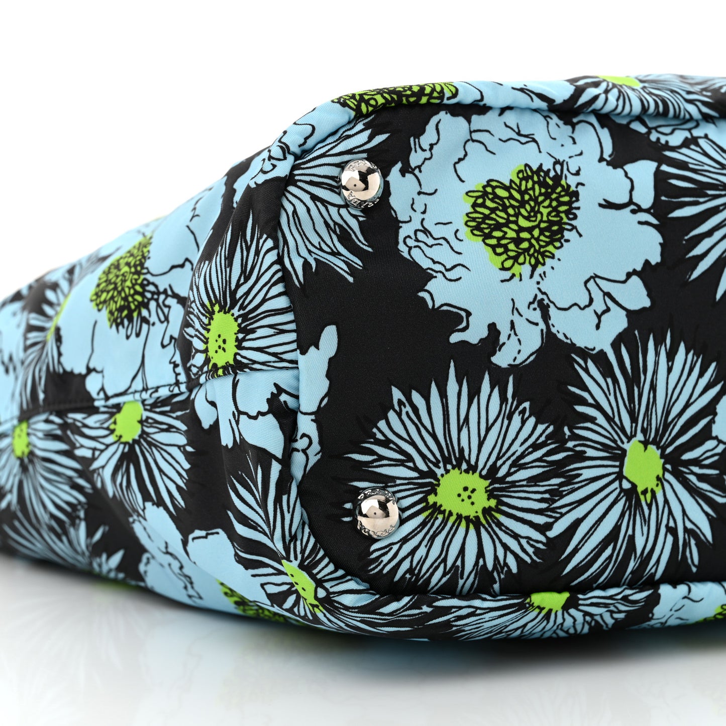 Tessuto Nylon Saffiano Floral Print Tote Black Blue Multicolor