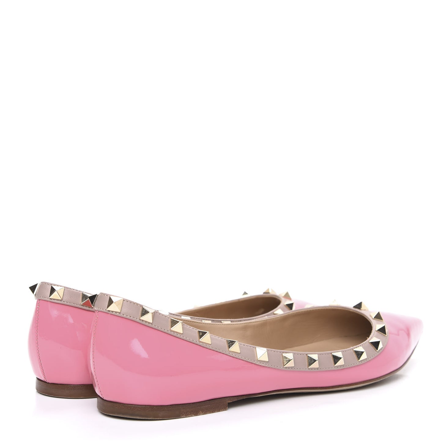 Patent Nappa Rockstud Ballerina Flats 39 Peony Poudre