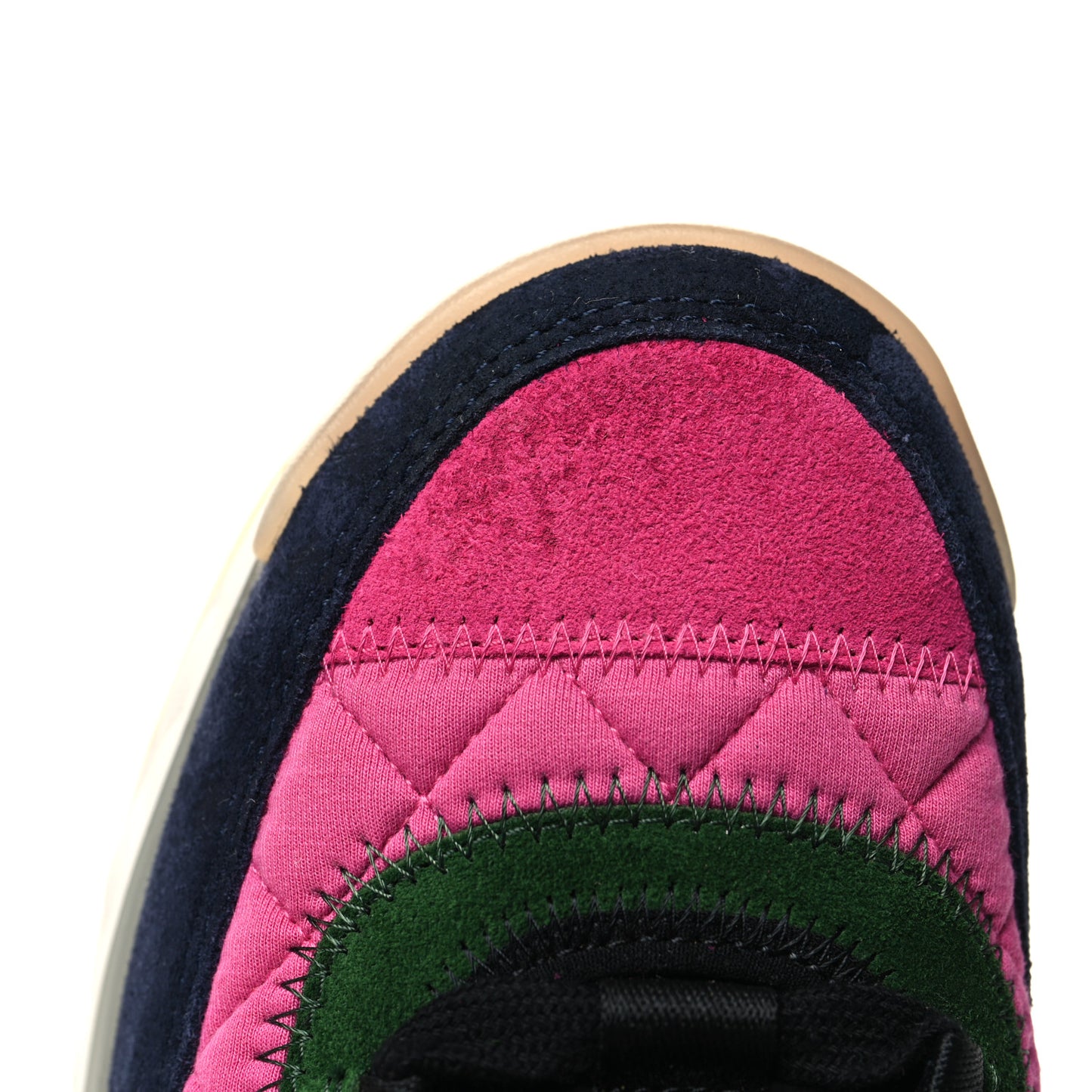 Velvet Calfskin Mixed Fibers CC Sneakers 36.5 Dark Pink Green